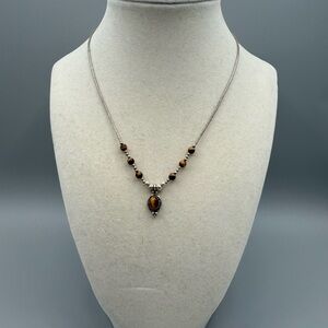 Tigers eye liquid silver necklace